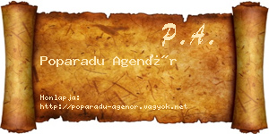 Poparadu Agenór névjegykártya